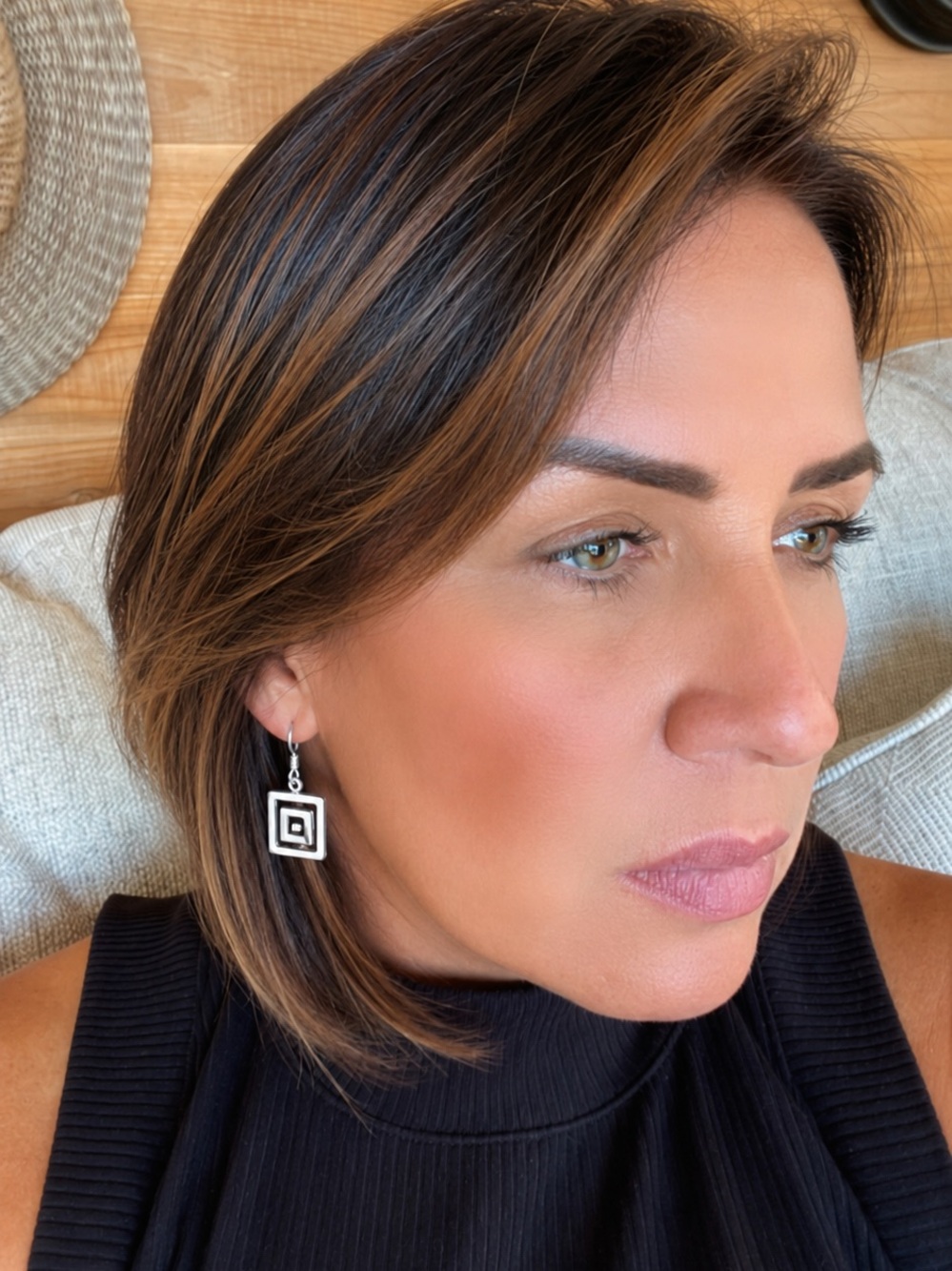 925 Sterling Silver Greek Key Drop Earrings new